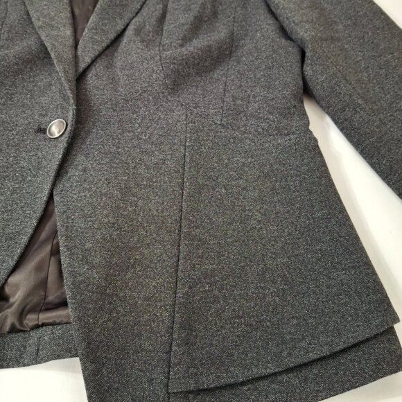 Womans Grey Business Career Suit Peplum Blazer Jacket Sz M Stretch Comfort - Picture 11 of 16